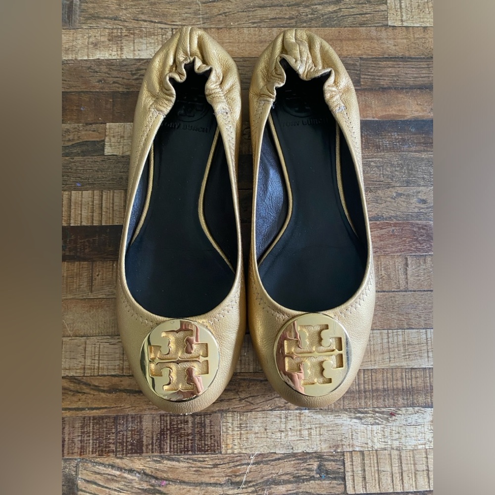 Tory Burch Gold Ballet Flats